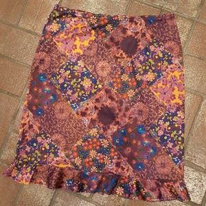 Floral multi print ruffle hem skirt